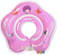 Круг на шию для купання малюків Aqua Baby з брязкальцем, Рожевий 0-12 міс