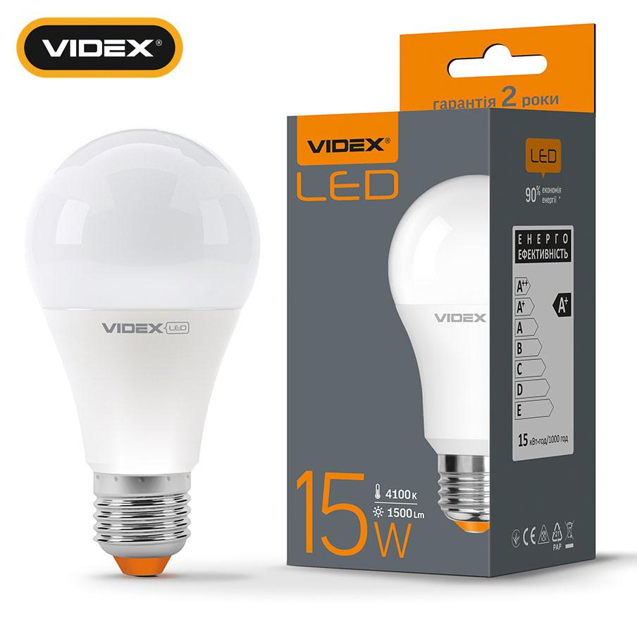 LED лампа світлодіодна VIDEX A65e 15 W E27 4100 K 220V, фото 1