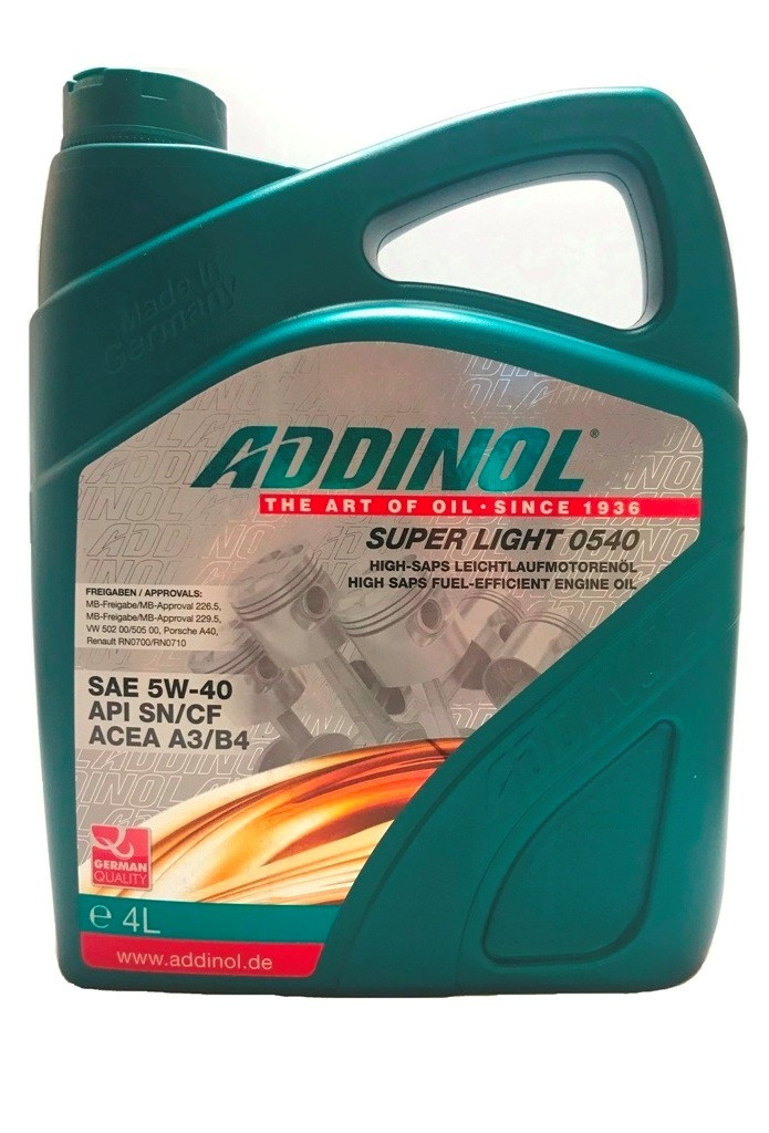 Купить Моторное масло ADDINOL 5W40 SUPER LIGHT MV0540 4l, цена 1343 грн ...