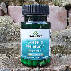 Swanson 5-HTP & Melatonin 2 in 1 Formula (5-HTP і Мелатонін) 30 вегетаріанських капсул