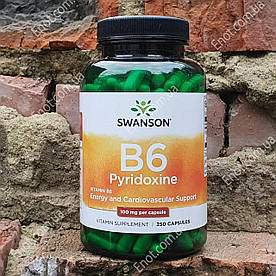 Вітамін B-6 Swanson B6 Pyridoxine 100 мг 250 капсул