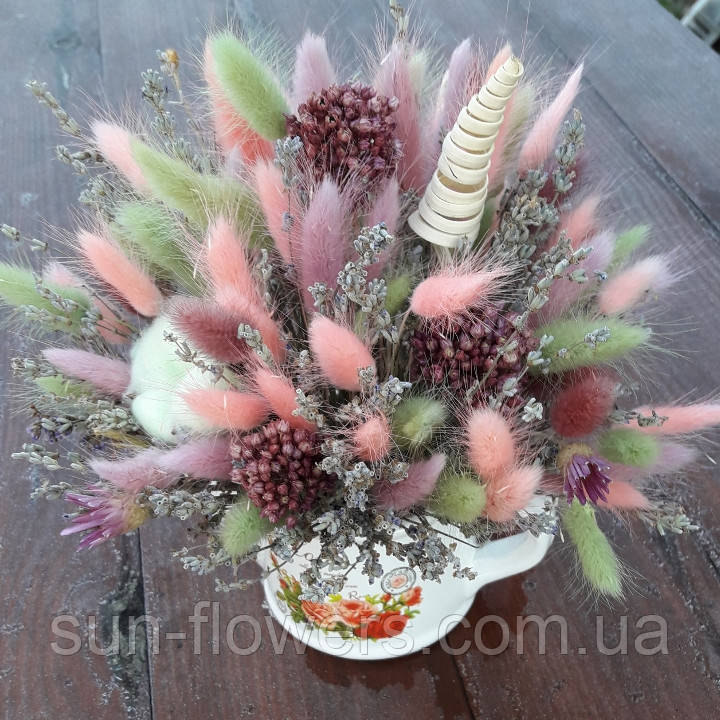 Кашпо-лійка із сухоцвітами, фото 1