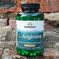 Л-Аргинин Swanson L-Arginine 500 мг 200 капсул