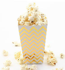 Коробочки для солодкого і попкорну "Зигзаги золото", (6 шт), 11.5*7*5 см