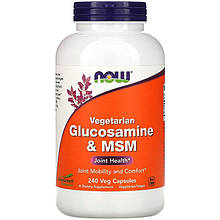 Вегетаріанський глюкозамін і МСМ, NOW Foods "Vegetarian Glucosamine&MSM" для суглобів (240 капсул)
