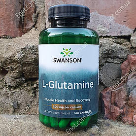 Л-Глютамін Swanson L-Glutamine 500 мг 100 капсул
