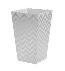 Коробочки для солодкого і попкорну "Зигзаги срібло", (6 шт), 11.5*7*5 см