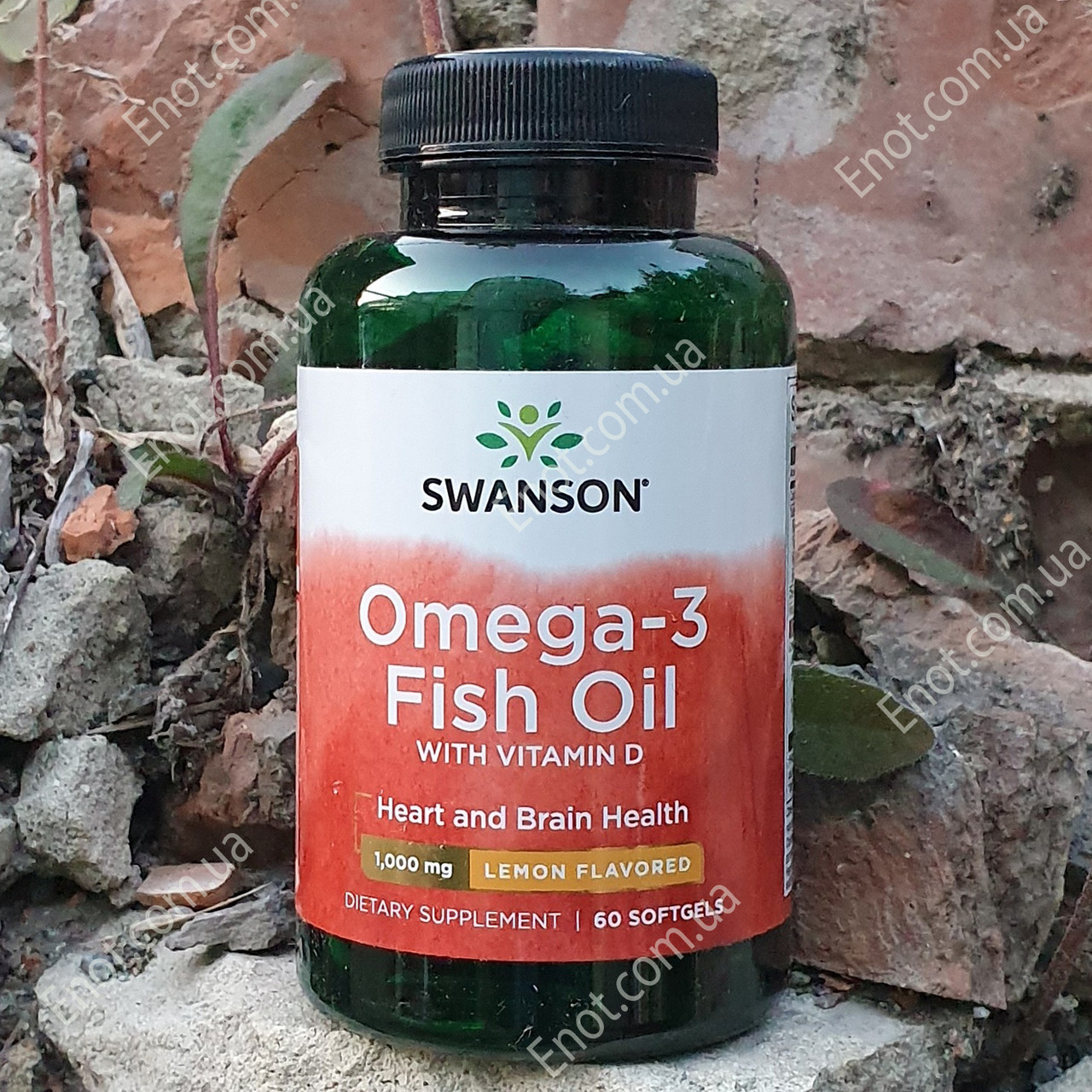 Риб'ячий жир + Вітамін D Swanson Omega-3 Fish Oil with Vitamin D 1000 мг 60 гелевих капсул