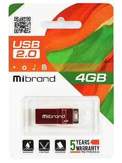 Флеш USB 2.0 Mibrand Сhameleon 4Gb Red (MI2.0/CH4U6R)