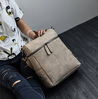Женский кожаный городской стильный рюкзак ранець женская сумка 2 в 1 Молочный