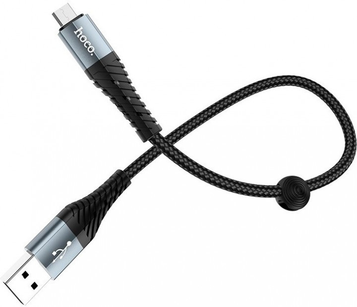 Кабель для зарядки телефону Android microUSB HOCO X38 25см |2.4A| Чорний