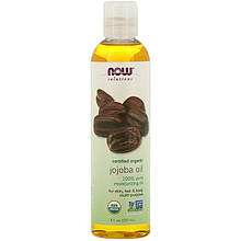 Органічна олія жожоба NOW Foods, Solutions "Organic Jojoba Oil" для шкіри, тіла та волосся (237 мл)