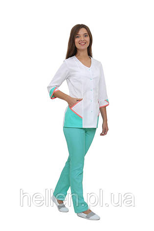 Медичний костюм Куба білий з м'ятним, фото 1