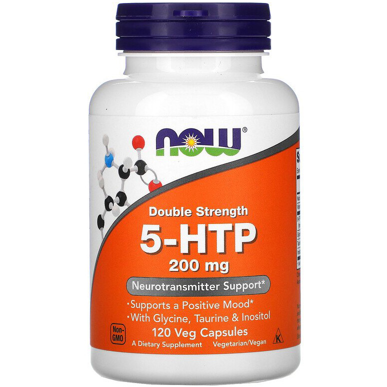 5-гідрокситриптофан NOW Foods "5-HTP" подвійна концентрація, 200 мг (120 капсул)