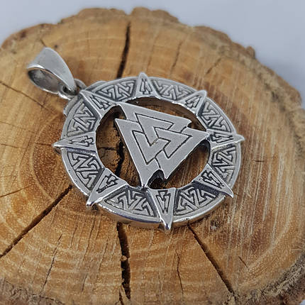 Валькнут у руническом колі Футарке Кулон амулет, фото 2