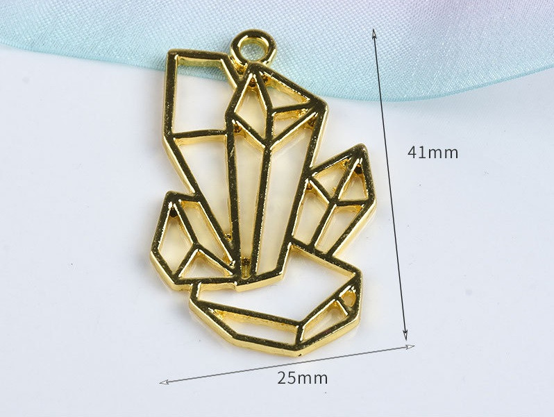 Форма (рамка, підвіска) для епоксидної смоли, Кристал 2, золото, фото 1