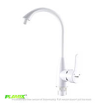 Пластиковий змішувач для кухні PLAMIX Mario-011 White білий, фото 4