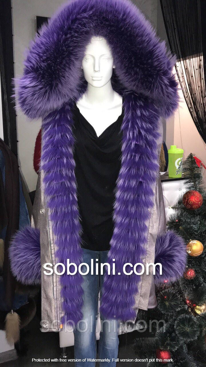 Парку з хутром єнота-альбіноса і отстежкой на жилет, фото 1