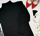 Жіноча сукня гольф з в'язаними рукавами чорна, фото 2