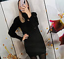 Жіноча сукня гольф з в'язаними рукавами чорна, фото 3