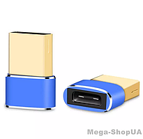 Перехідник USB Male to Type-C Female Adapter Converter. Адаптер TypeC (мама) - USB (тато) Синій CV11GF
