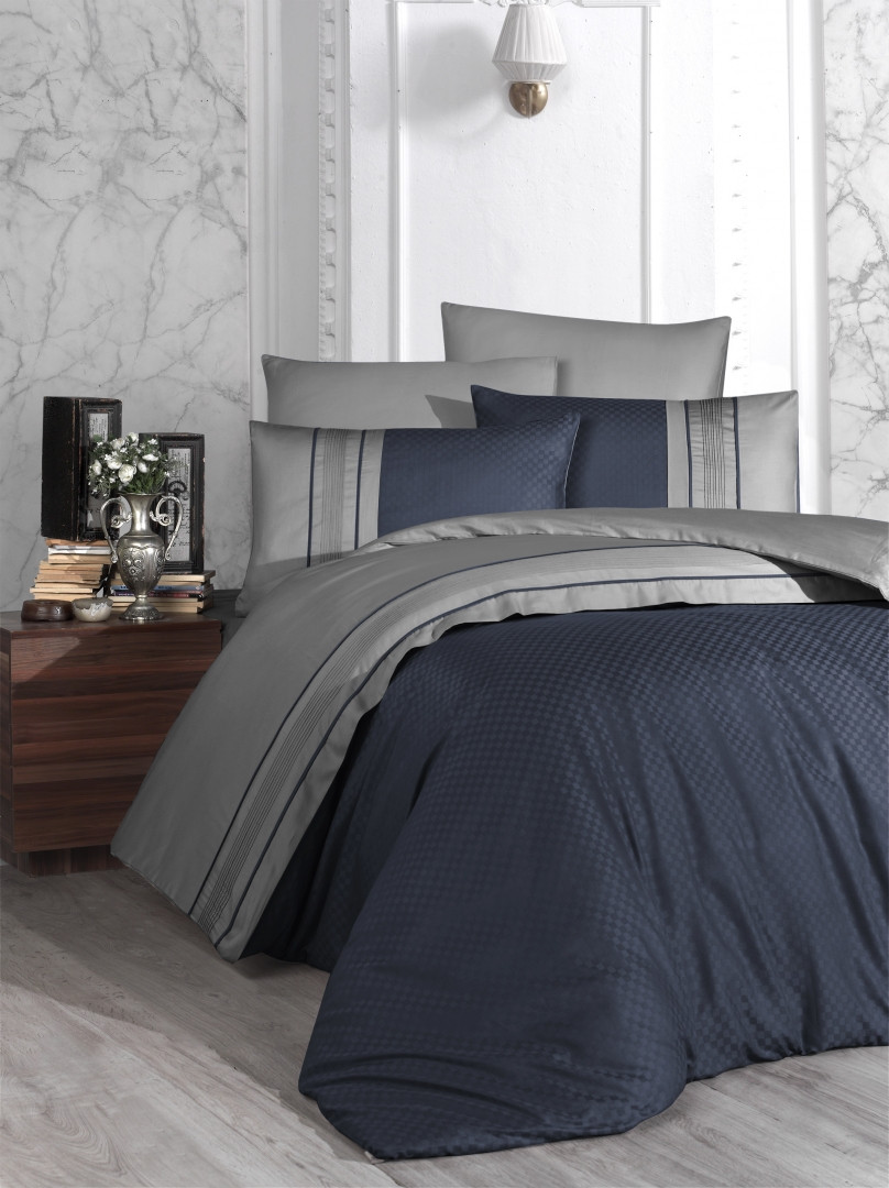 Постільна Білизна First Choice Deluxe Satin Square Duet Denim & Grey