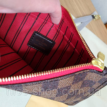 Сумка Louis Vuitton Neverfull Medium шкіра, коричнева шахматка, фото 6