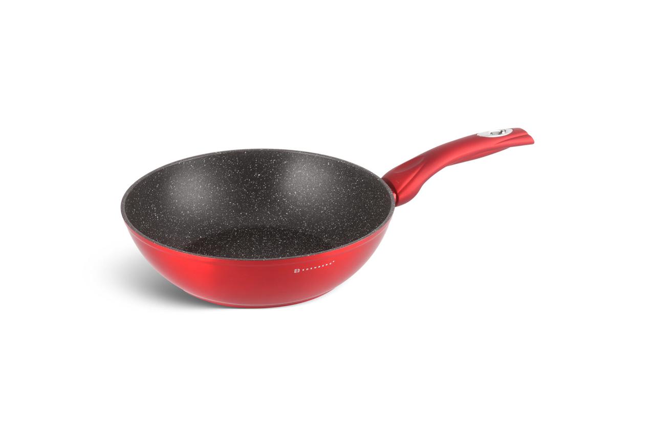 Сковорода ВОК 26 см Edenberg з мармуровим покриттям Червона (EB-7415), фото 1