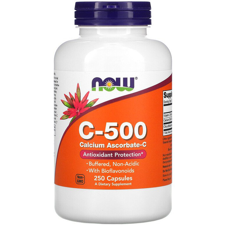 Аскорбат Кальцію-C, NOW Foods "C-500" антиоксидантний захист, буферизований (250 капсул), фото 1