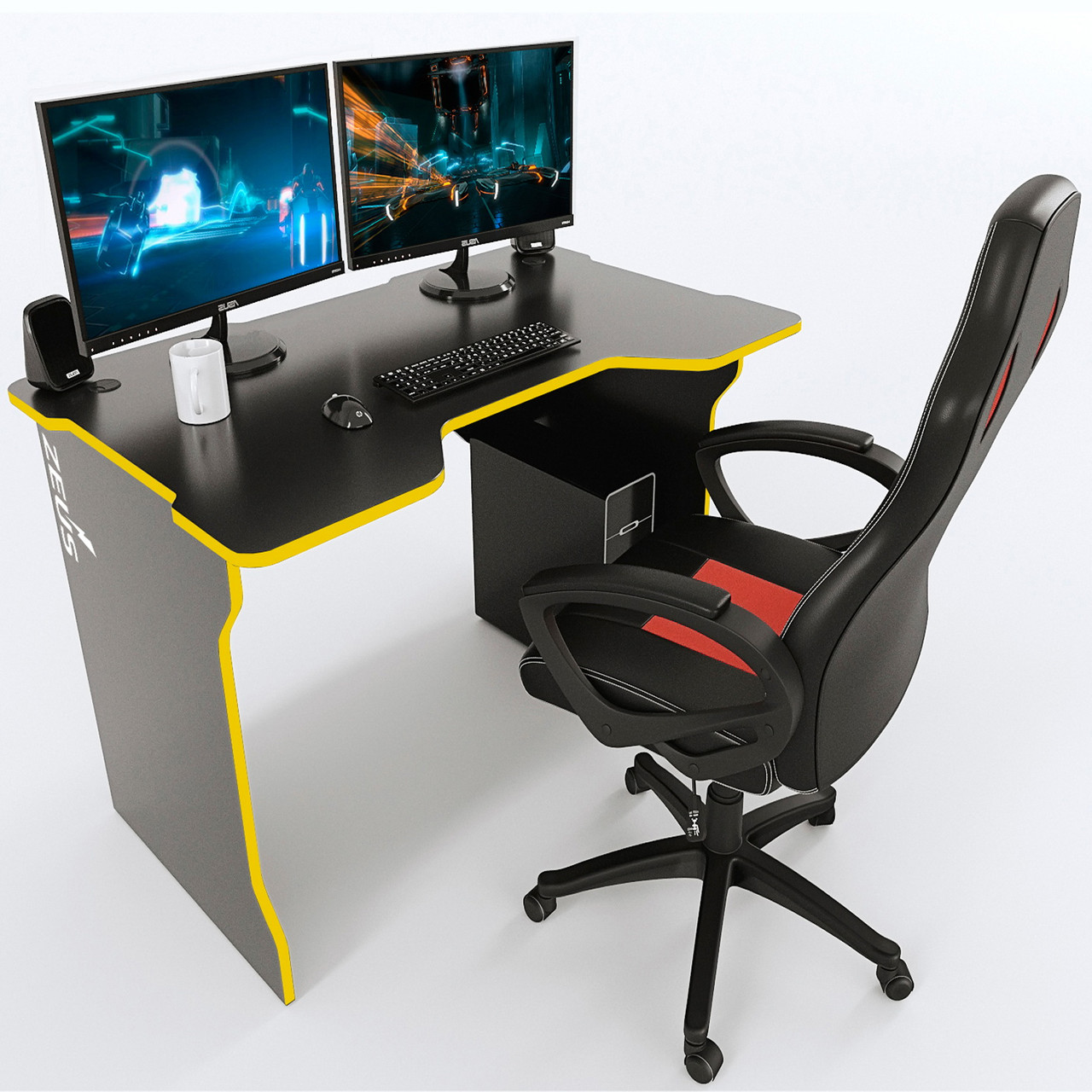 Геймерський стіл "TRON" 120х80 см. Чорний/Оранж