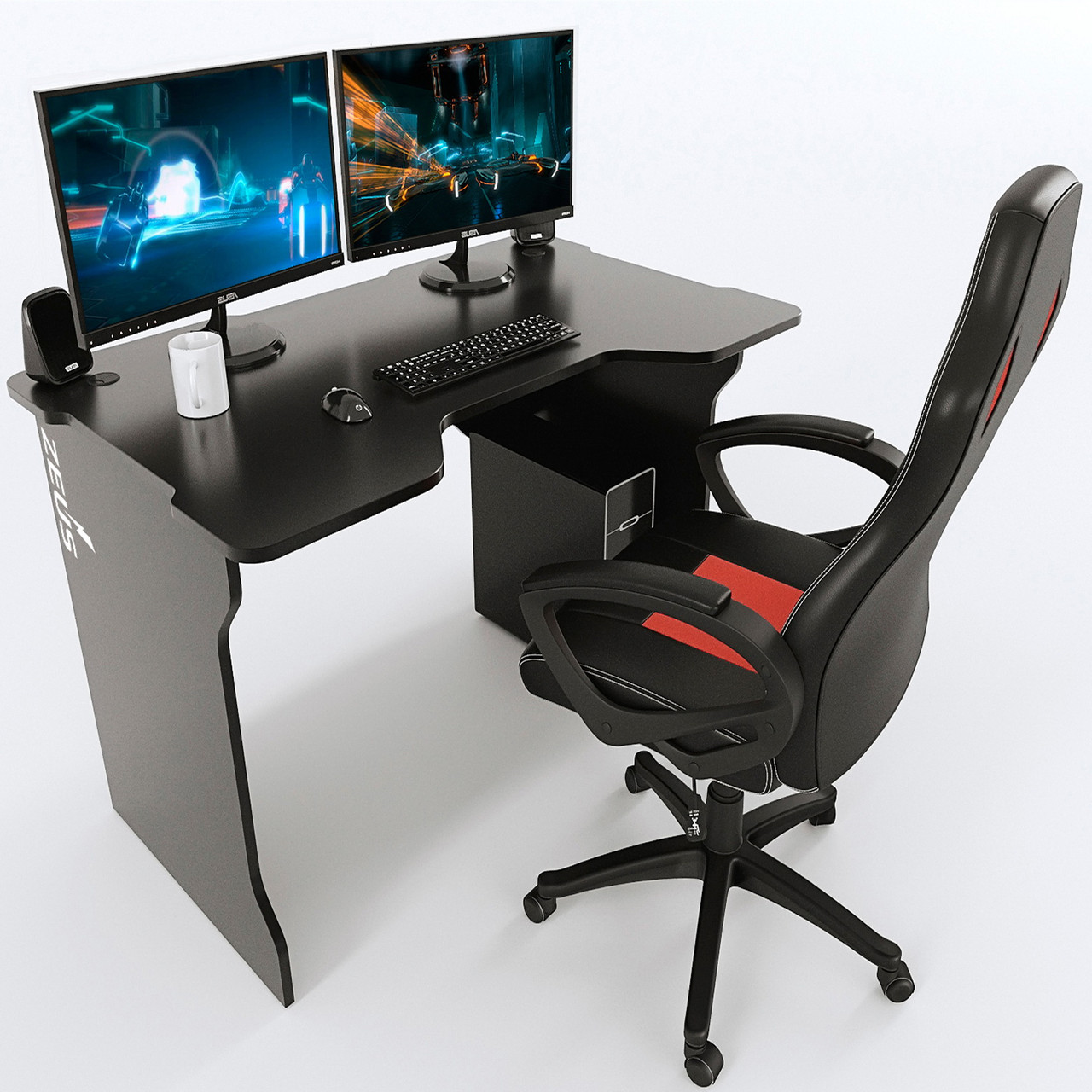 Геймерський стіл "TRON" 120х80 см. Чорний/Чорний