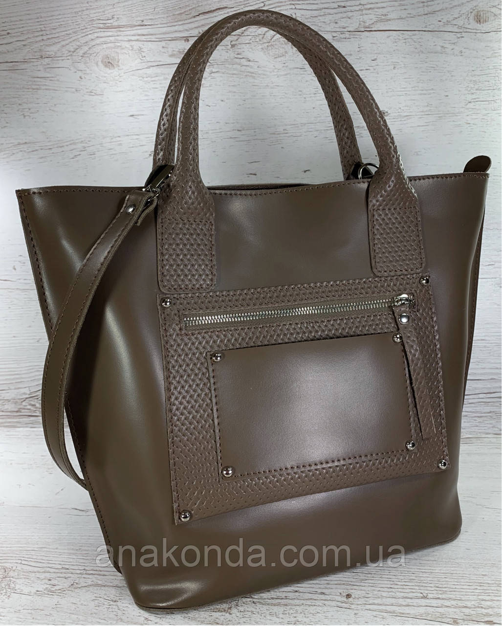 503 Натуральна шкіра Жіноча сумка шкіряна кавова формат А4 Сумка з натуральної шкіри містка 2022