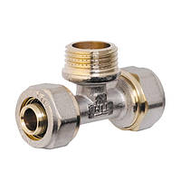 Трійник для металопластикової труби із зовнішнім різьбленням 16х1/2х16