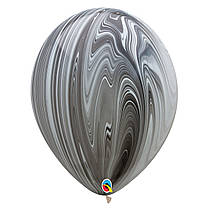 Латексна повітряна кулька пастель 11", агат чорно-білий 10шт, Qualatex