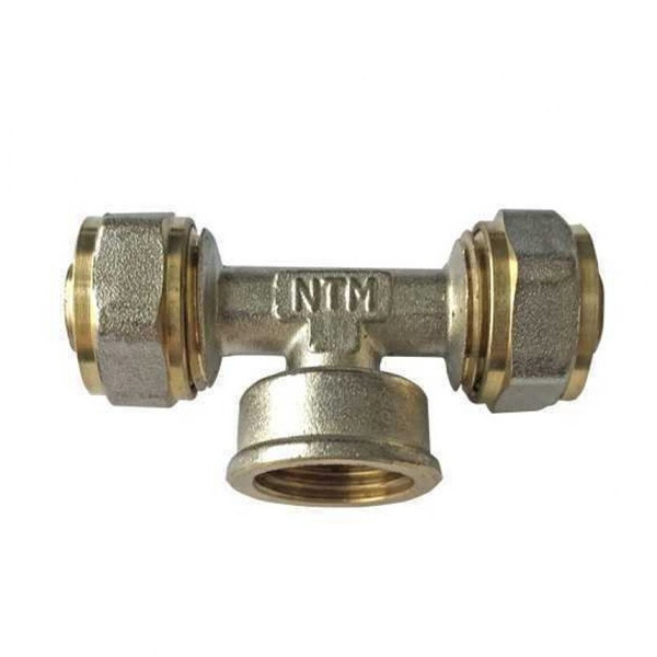 Трійник для металопластикової труби з внутрішнім різьбленням 20х3/4х20