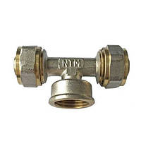 Трійник для металопластикової труби з внутрішнім різьбленням 16х1/2х16