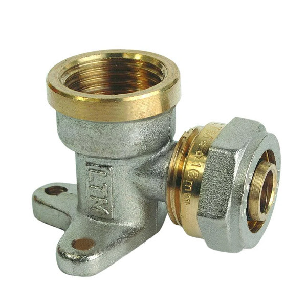 Кут для металопластикової труби монтажний з внутрішнім різьбленням 20х1/2