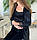 Жіноча велюрова піжама четвірка S чорний, фото 4