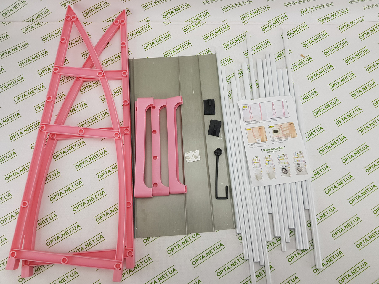 Полиця-стелаж підлоговий над унітазом (рожева) Washing Machine Storage Rack, фото 1