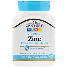 21st Century Zinc Plus Vitamins C & B-6 90 Tabs (Cherry)