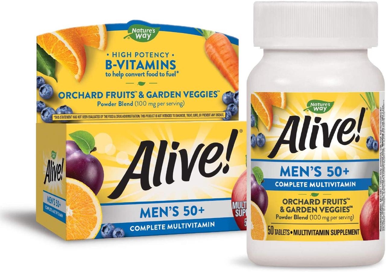 Nature's Way Alive!® Men's 50+ Мультивітаміни + мінерали + екстракти для чоловіків віком від 50 років, 50 таблеток
