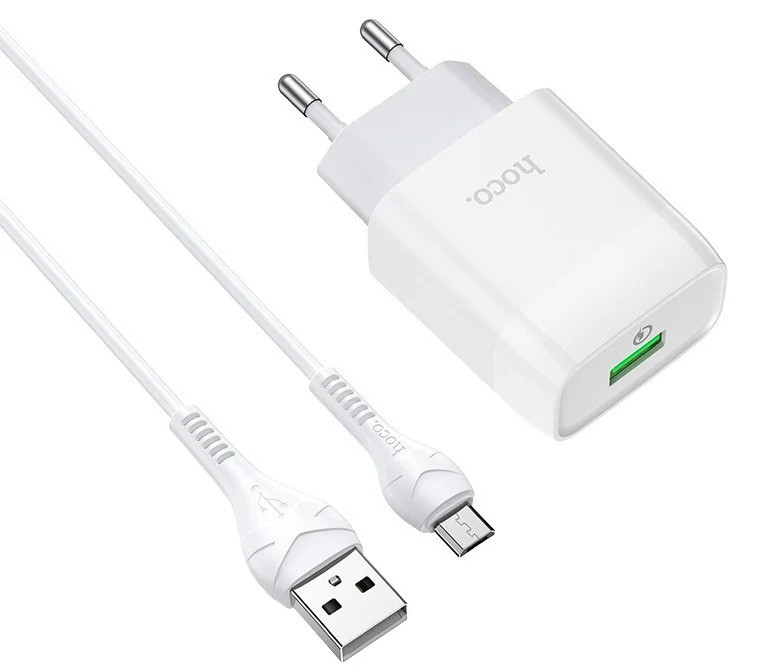 Адаптер мережевий HOCO C72Q, 1USB, 3A, білий