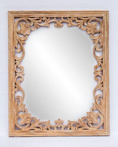 Зеркало резное в деревянной раме в прихожую настенное 530067 100*80 см коричневое Альтея - фото 1 - id-p679380038