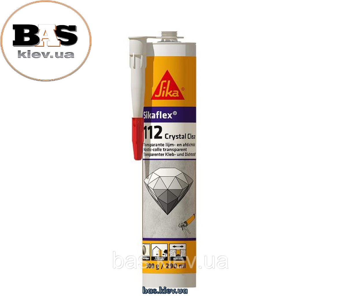SIKAFLEX®–112 CRYSTAL CLEAR Прозорий будівельний клей-герметик, 290мл