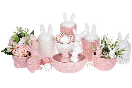 Кашпо декоративне,, кролик із кошиком, 16*10.5*14 см, білий (733-389), фото 2