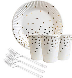 Набір паперового посуду "Конфетті" (10 тарілок, 10 виделок, 10 стаканчиків)