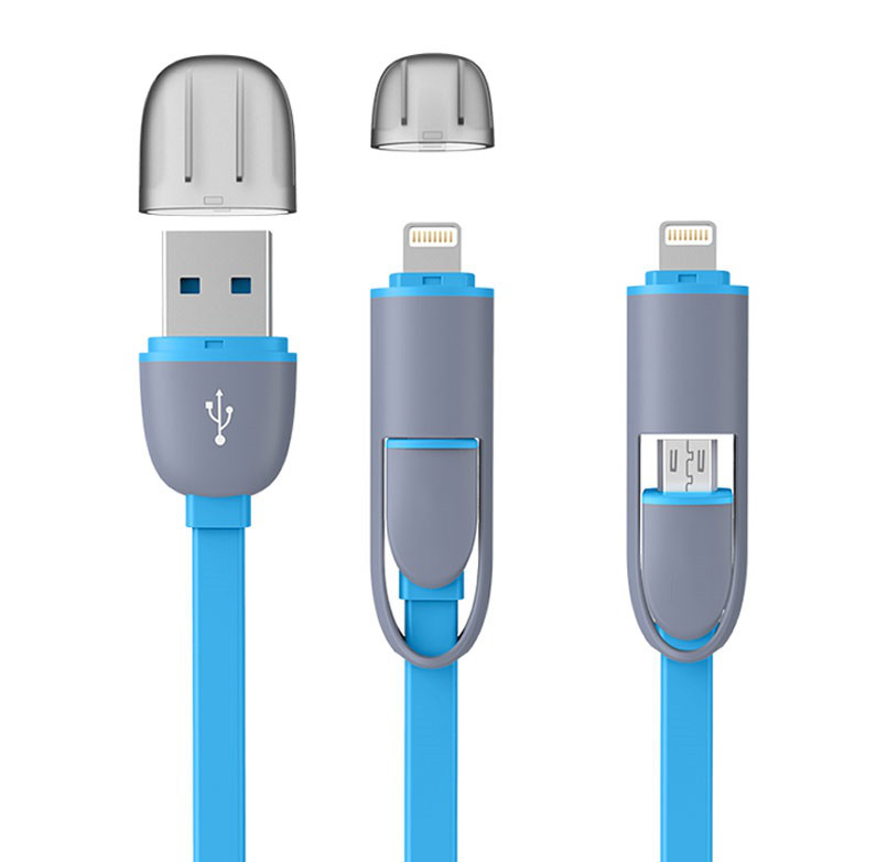 Кабель USB Lightning iPhone 5 6 7 MicroUSB 2 в 1 Шнур 1 метр