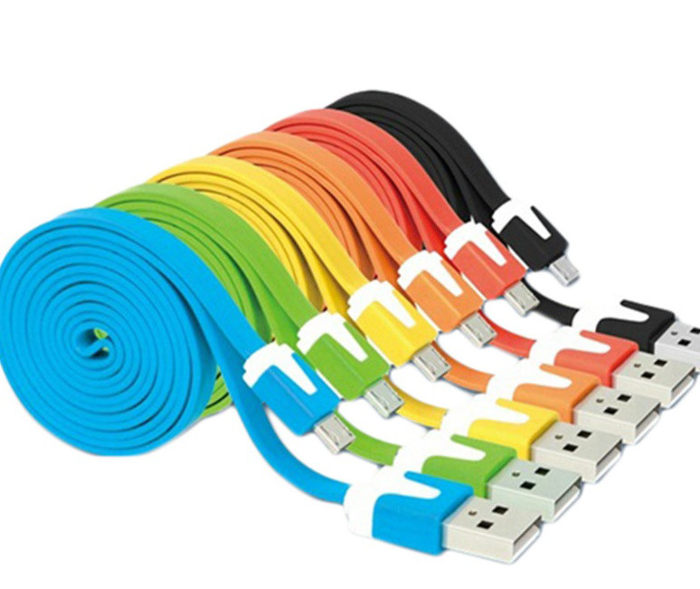 Плоский Кабель Micro USB 1м. Шнур для Зарядки (кольорові)