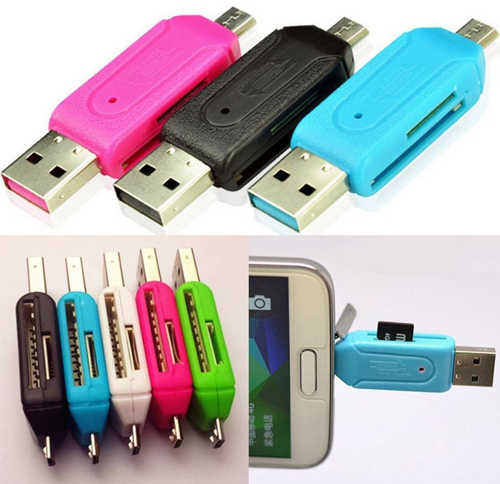 Универсальный Картридер 4 в 1 Micro USB OTG TF/SD Card Reader