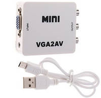Конвертер VGA to AV (RCA) + Дополнительное Питание Кабель Mini USB